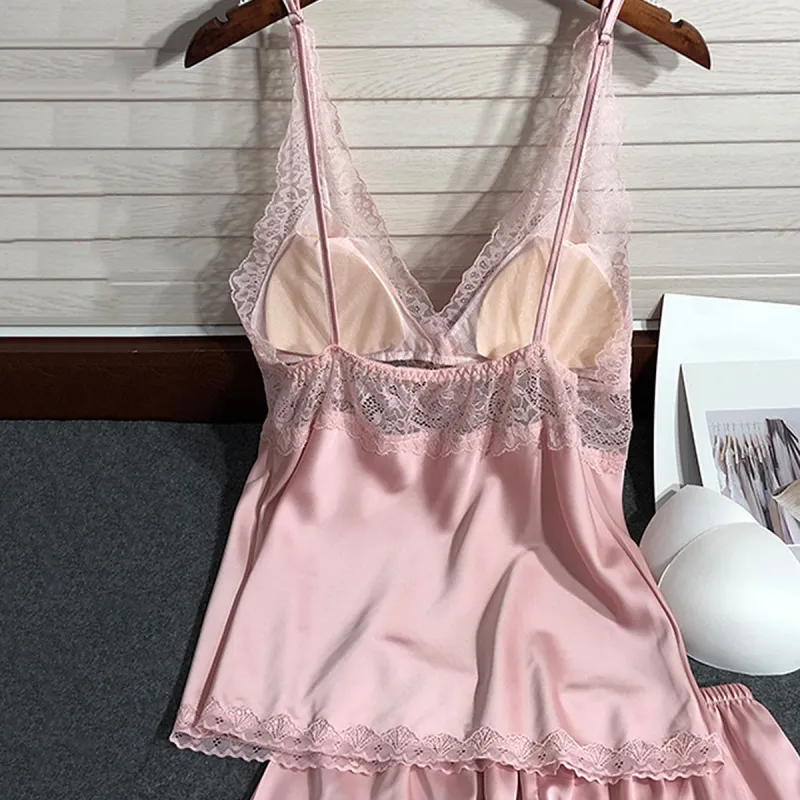 Flowers In Water Pajama Set Women's Leather Pink-5