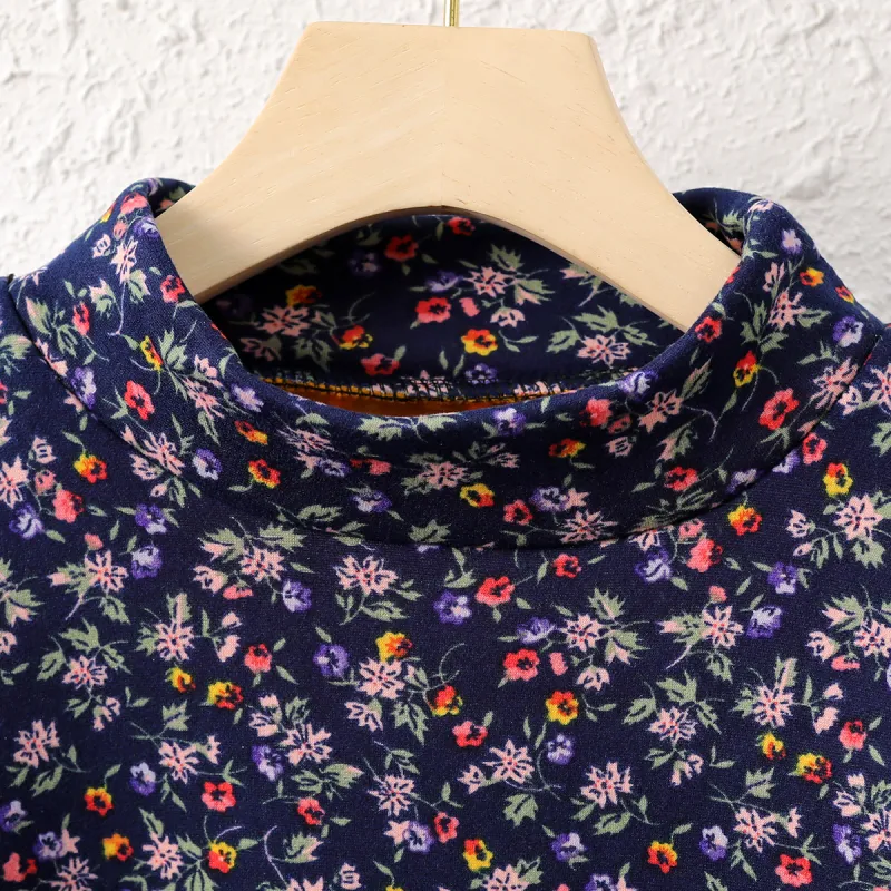 Flowers In Water Thermal Set Women's Navy Blue Floral Bottom-8