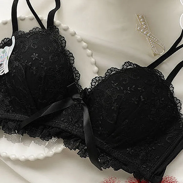 Flowers In Water Bra Women's Black-4