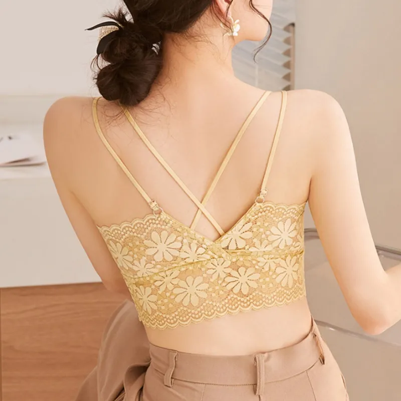 Flowers In Water Bra Women's Mustard Yellow-2