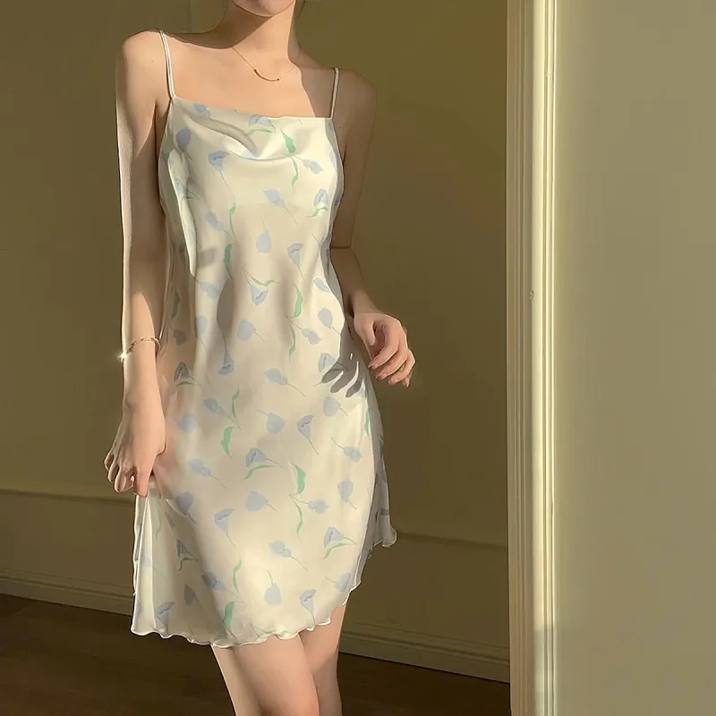 Flowers In Water Nightgown Women's Purple Floral-2