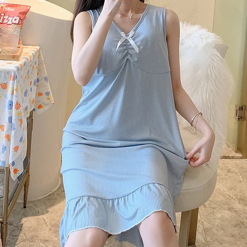 Flowers In Water Nightgown Women's Blue-1