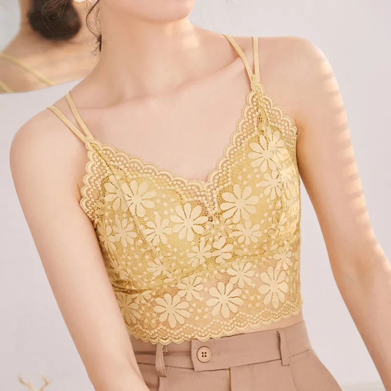 Flowers In Water Bra Women's Mustard Yellow-1