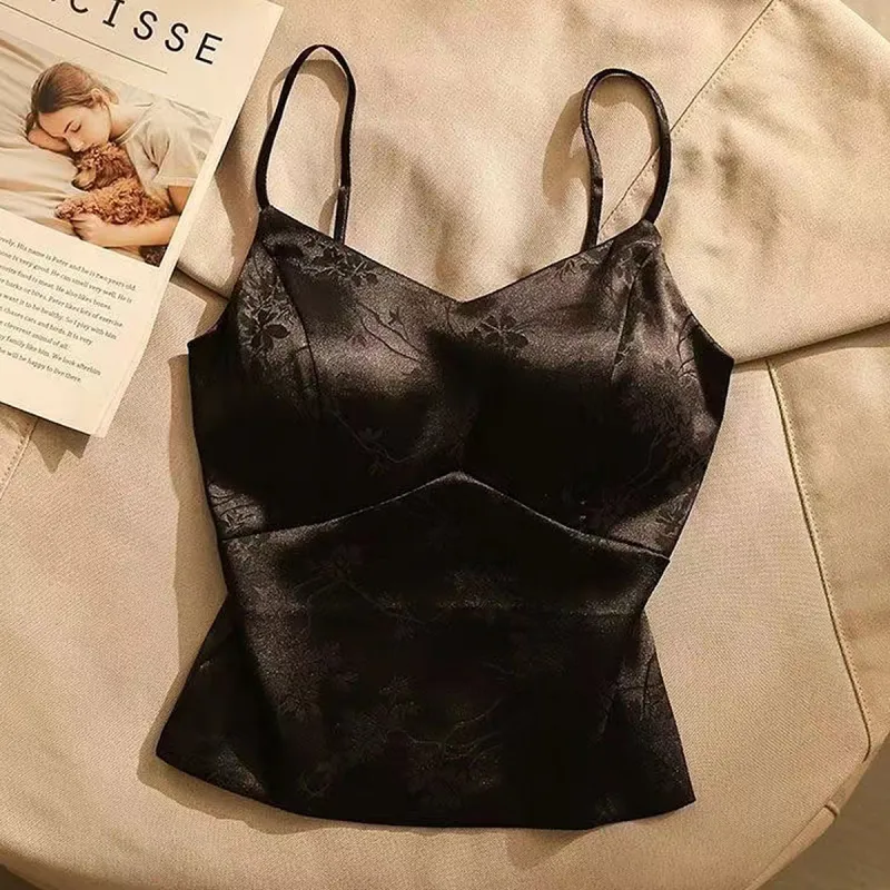 Flowers In Water Camisole Women's Black-1