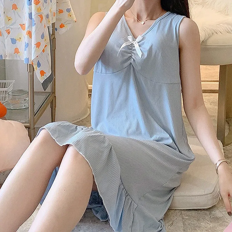 Flowers In Water Nightgown Women's Blue-2