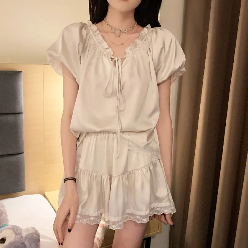 Flowers In Water Pajama Set Women's-18