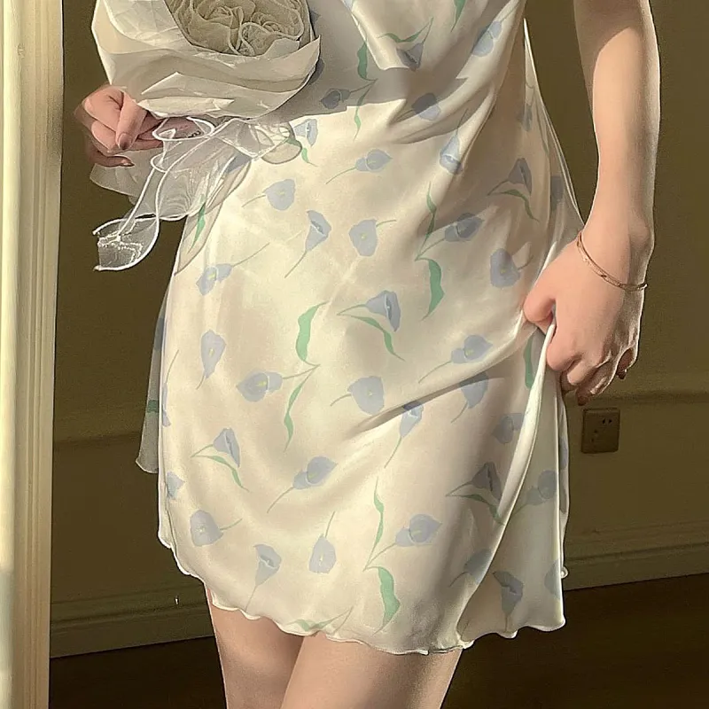 Flowers In Water Nightgown Women's Purple Floral-6