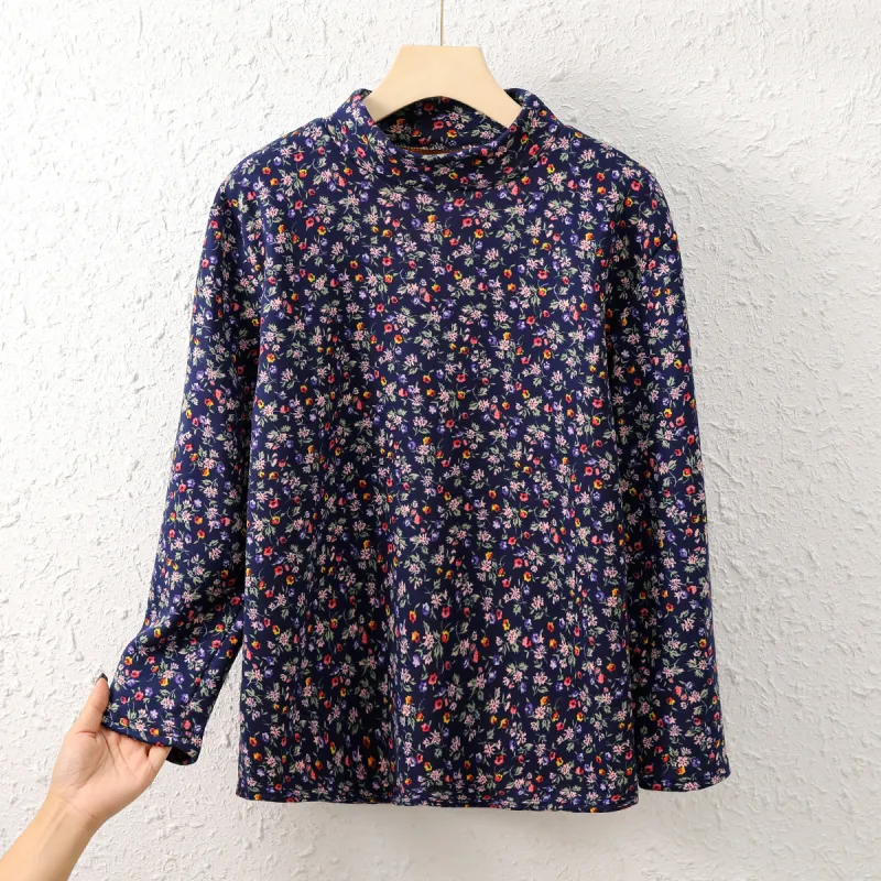Flowers In Water Thermal Set Women's Navy Blue Floral Bottom-2