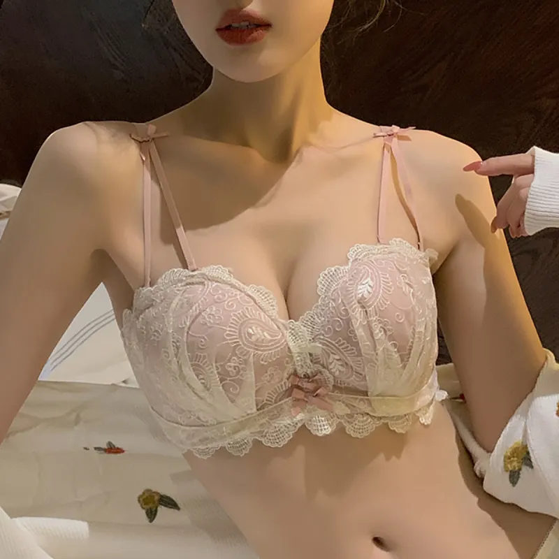 Flowers In Water Bra Women's Creamy Sweet Peach-1