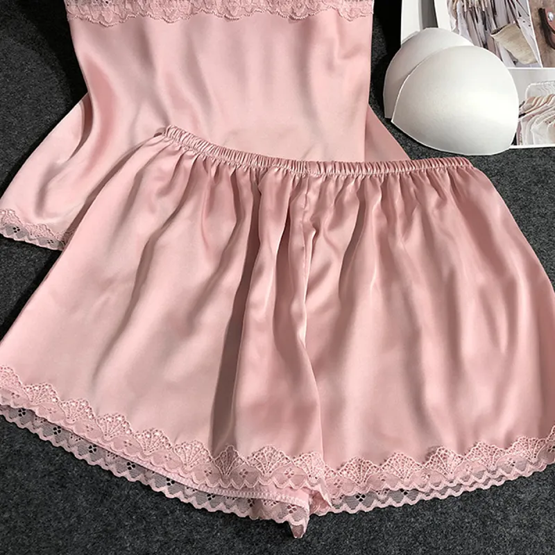 Flowers In Water Pajama Set Women's Leather Pink-3