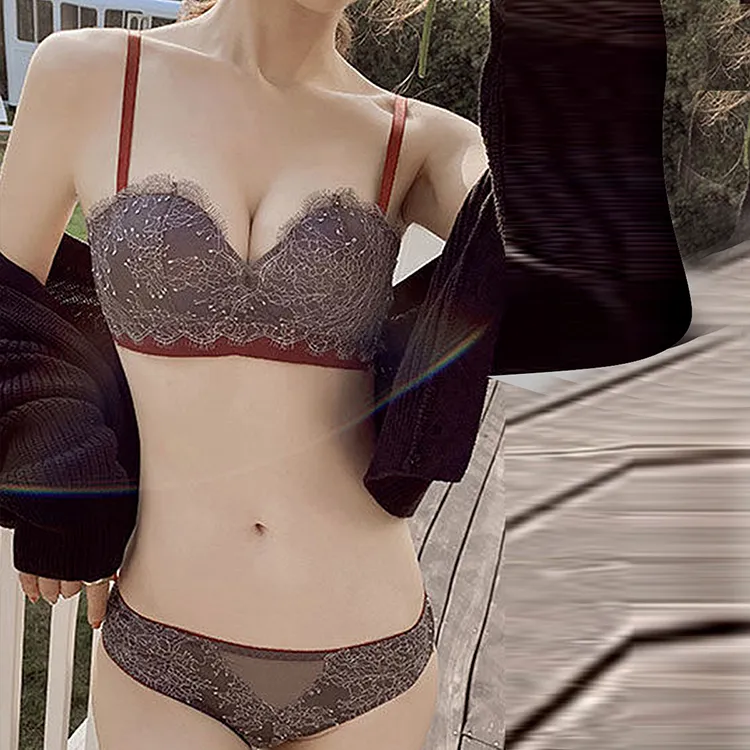 Flowers In Water Underwear Set Women's Coffee-5