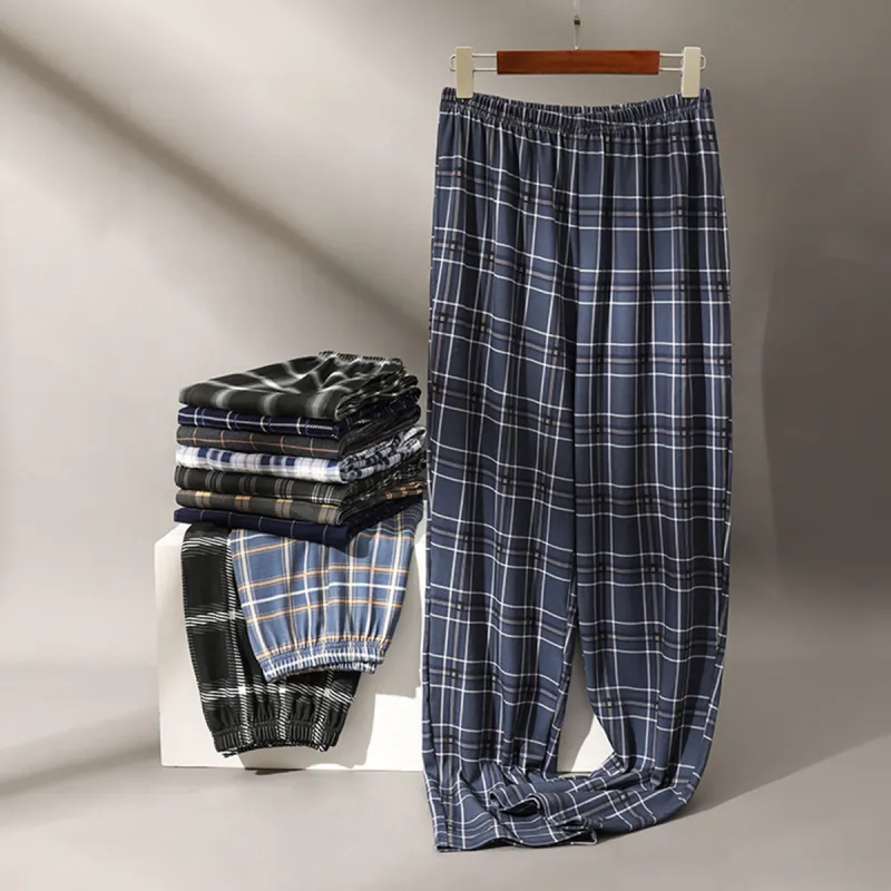 Flowers In Water Pajama Pants Men's Dark Blue-4