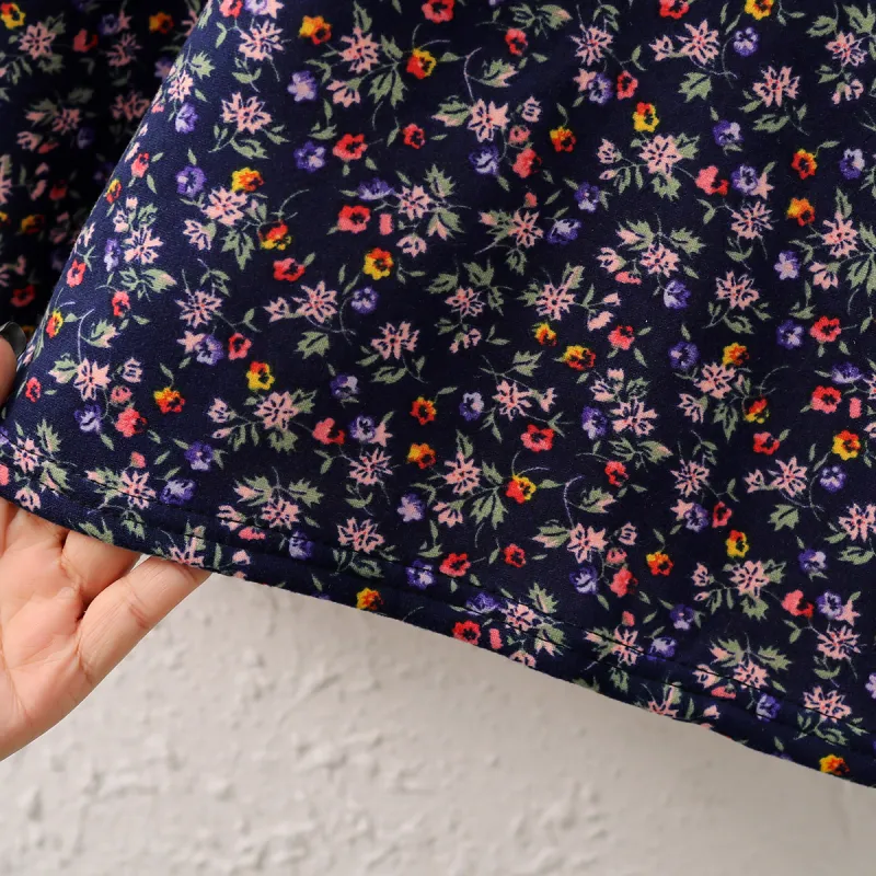 Flowers In Water Thermal Set Women's Navy Blue Floral Bottom-7