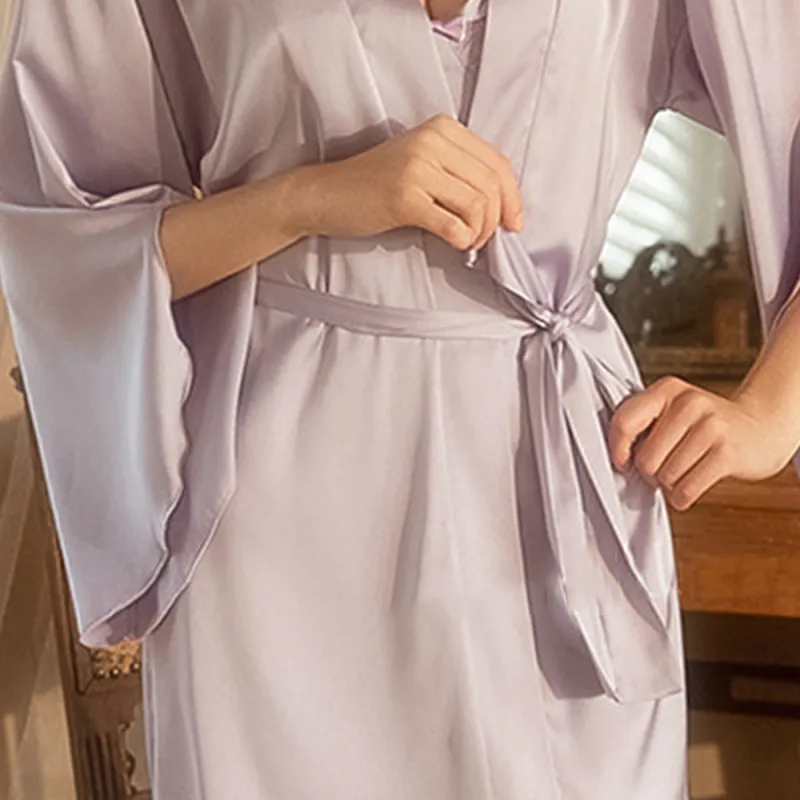 Flowers In Water Sleep Robe Women's Purple-2