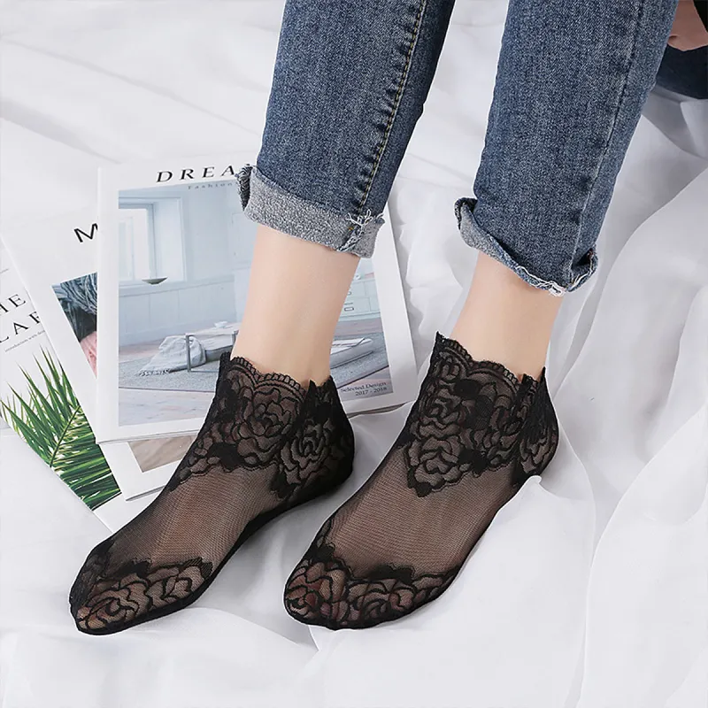 Flowers In Water Ankle Socks Women's 5 Pack-2