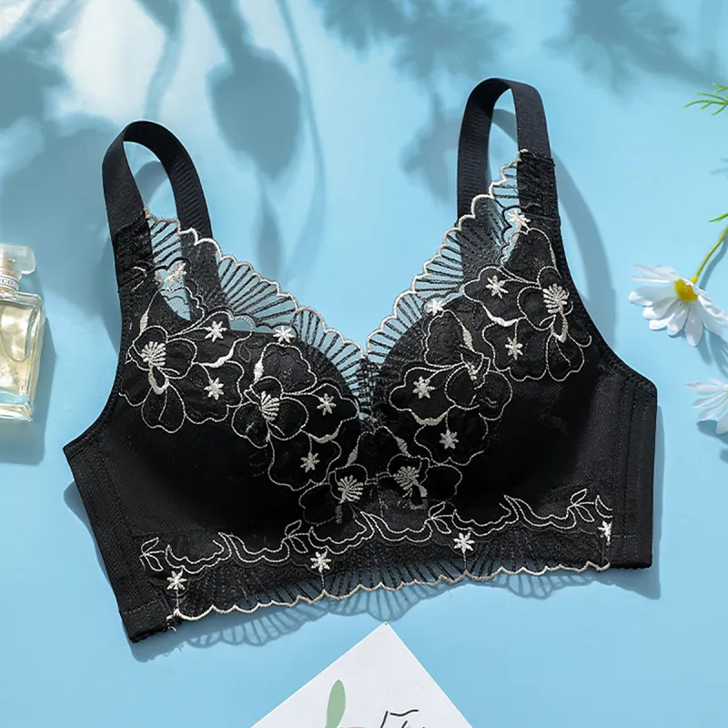 Flowers In Water Bra Women's Black-2
