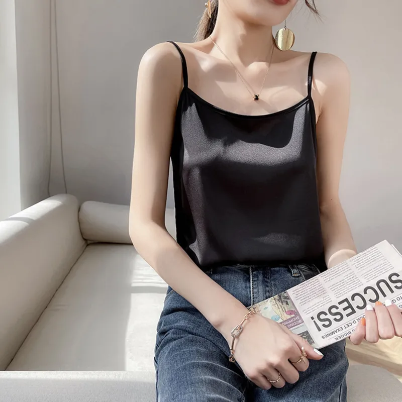 Flowers In Water Camisole Women's Black-1