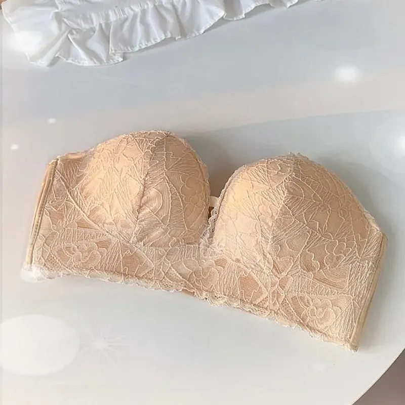 Flowers In Water Strapless Bra Women's Apricot-2