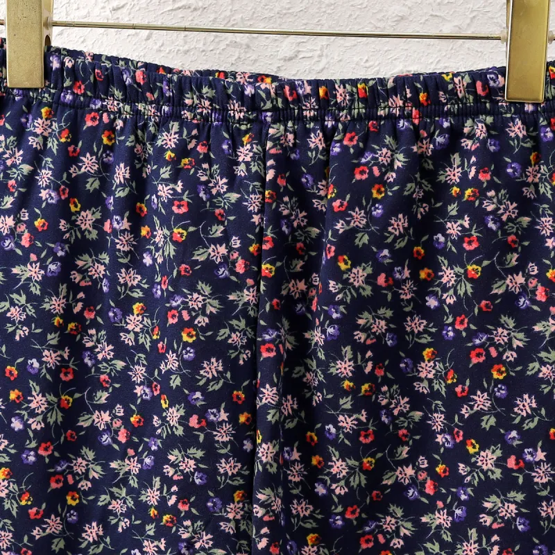 Flowers In Water Thermal Set Women's Navy Blue Floral Bottom-6