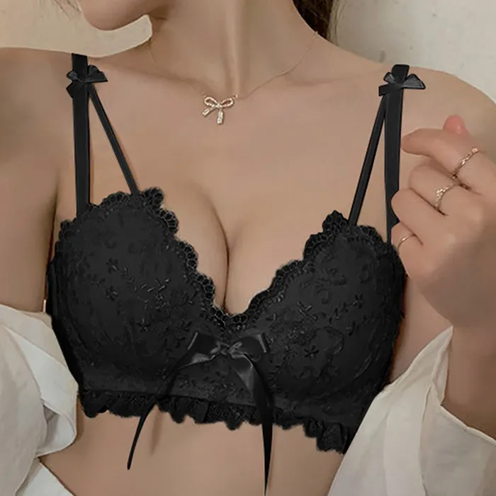 Flowers In Water Bra Women's Black-1