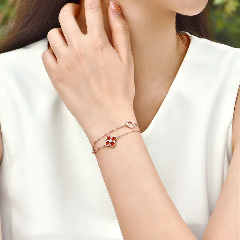 Trpopo S925 Sterling Silver Bracelets Women's Rose Gold-5