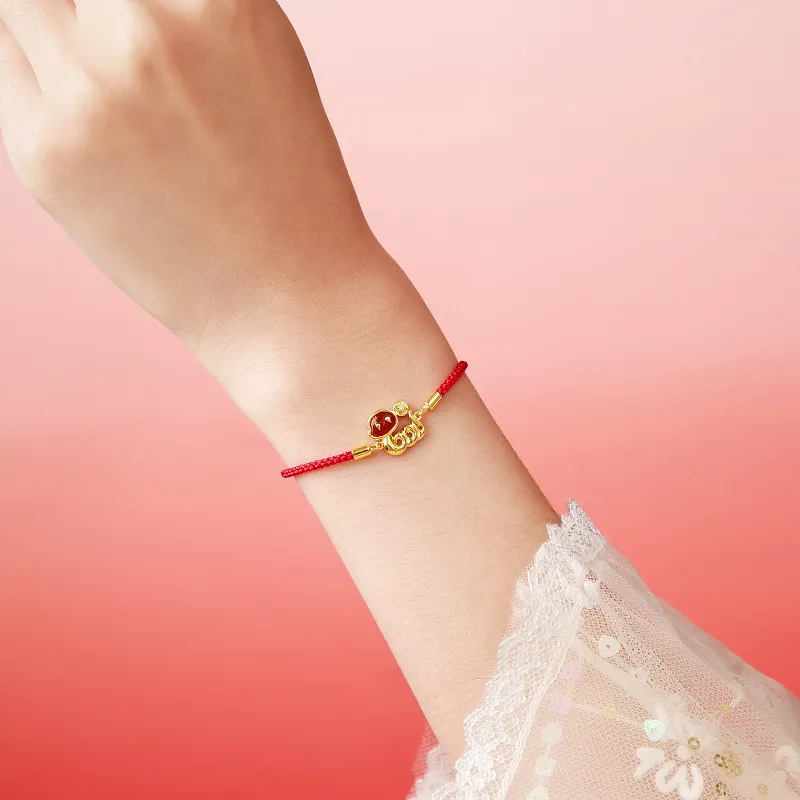 Trpopo Red Agate S925 Silver Red Red String Bracelet Women's-3