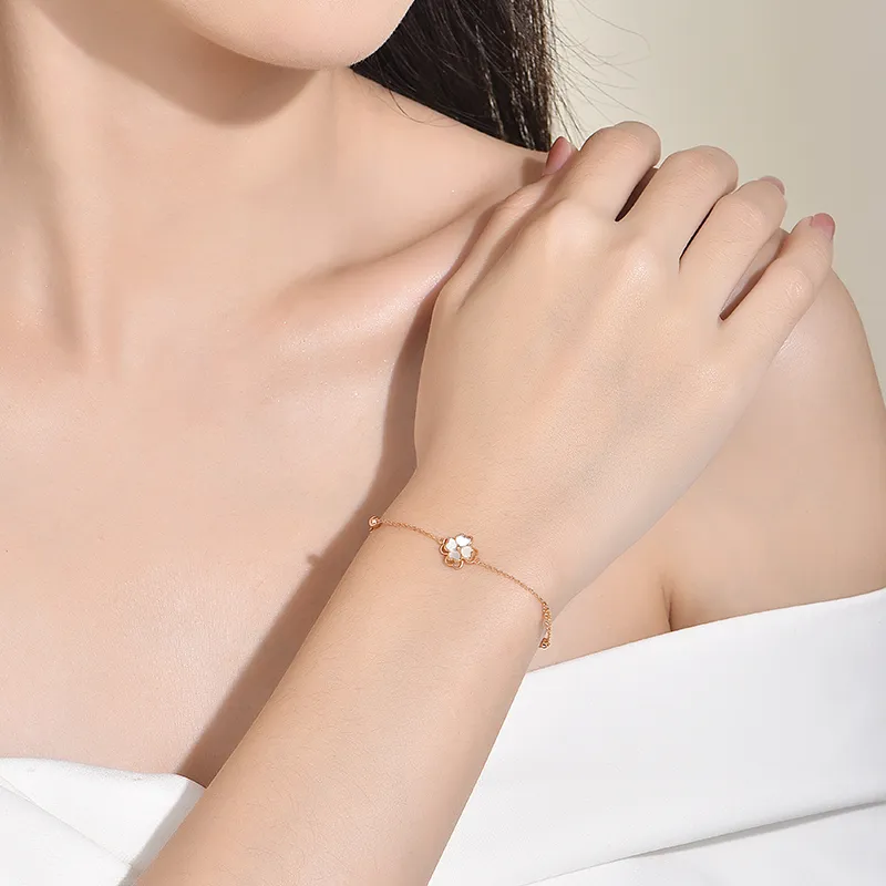 Trpopo S925 Silver White Shell Bracelets Women's-3