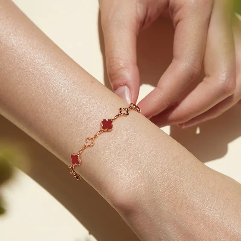 Trpopo Agate S925 Sterling Silver Bracelet Adjustable Rose Gold Women's-5