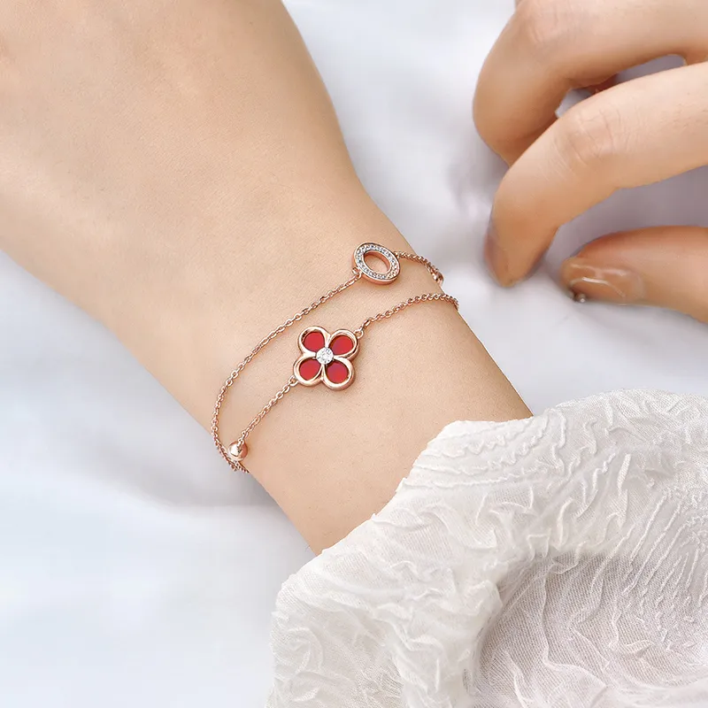 Trpopo S925 Sterling Silver Bracelets Women's Rose Gold-4