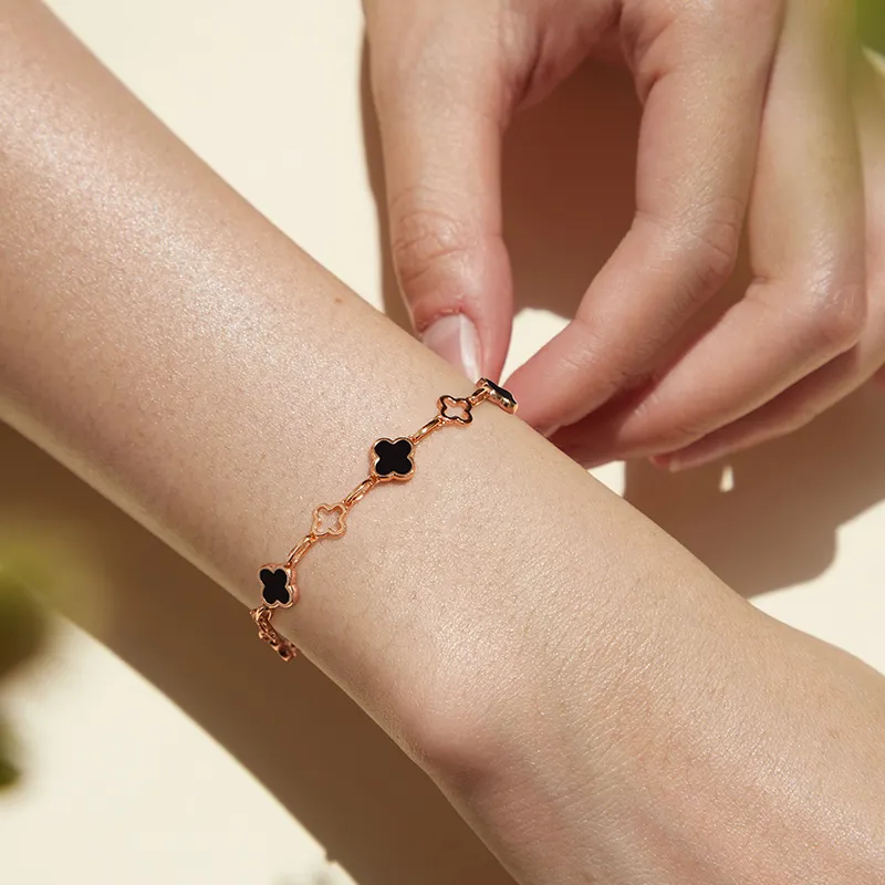 Trpopo Agate S925 Sterling Silver Bracelet Adjustable Rose Gold Women's-2