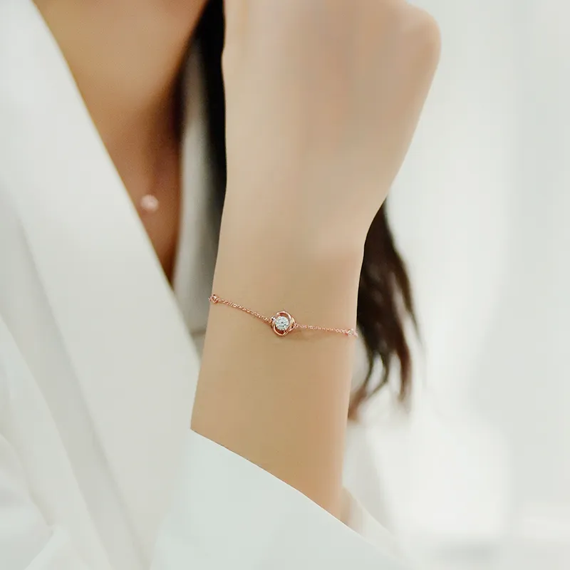 Trpopo S925 Silver Bracelets Women's Rose Gold-1