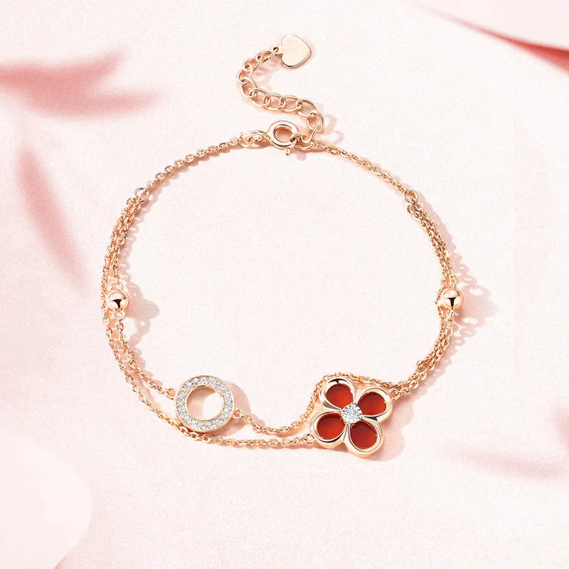 Trpopo S925 Sterling Silver Bracelets Women's Rose Gold-1