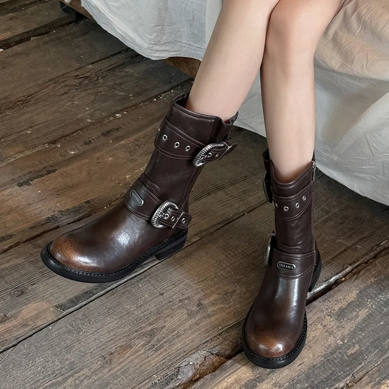 Echo&yolo Ankle Boots Women's Black/Brown-6