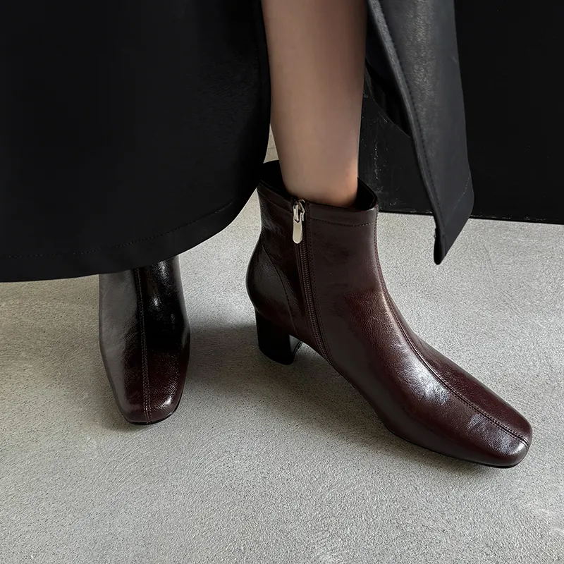 Echo&yolo Ankle Boots Women's Black/Ecru/Brown-7