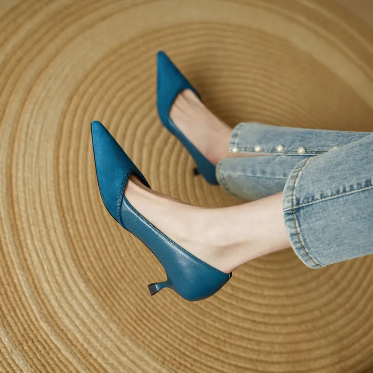 Echo&yolo High Heels Women's Black, Peacock Blue-4