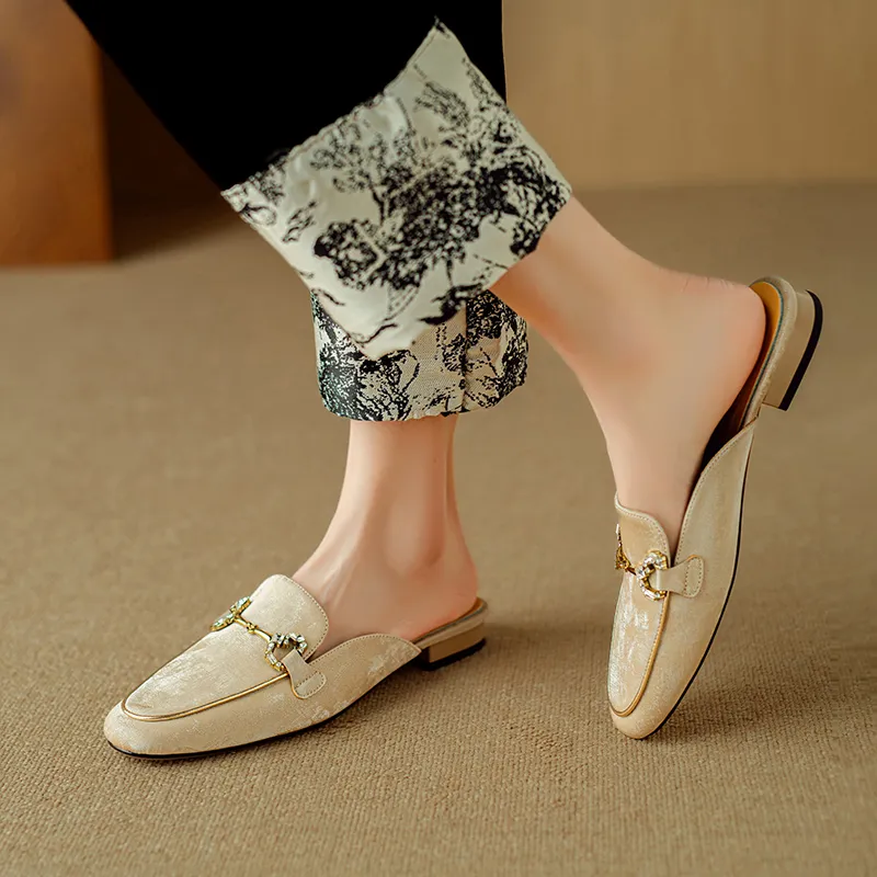 Echo&yolo TPR Sole Abrasion Resistant Slip Resistant Wrap toe Slippers Women's Green Apricot-8