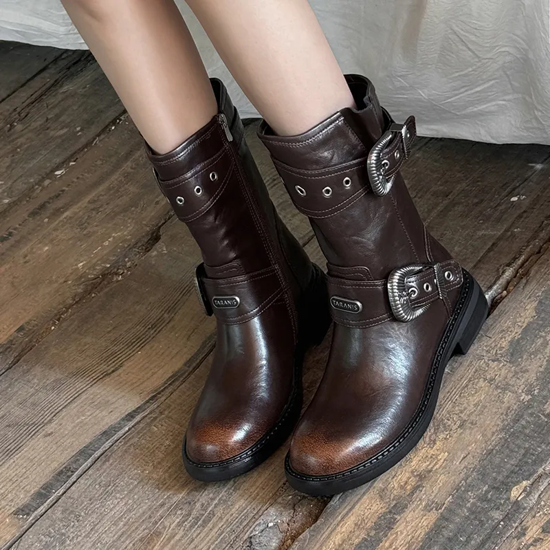 Echo&yolo Ankle Boots Women's Black/Brown-5