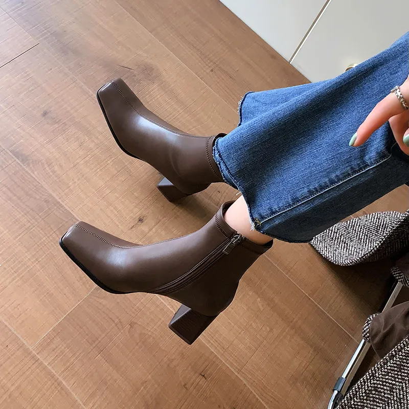 Echo&yolo Ankle Boots Women's Black/Brown-7