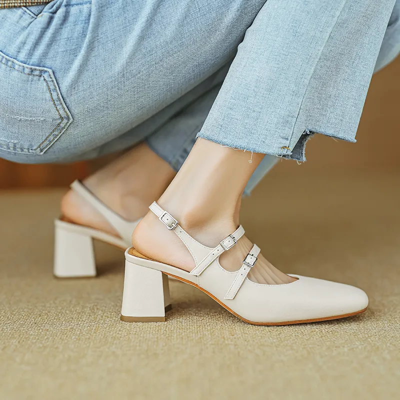 Echo&yolo Block Heel High Heels 7cm Women's-17