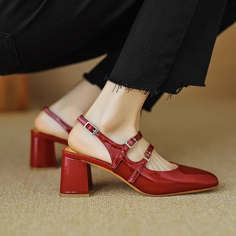 Echo&yolo Block Heel High Heels 7cm Women's-5