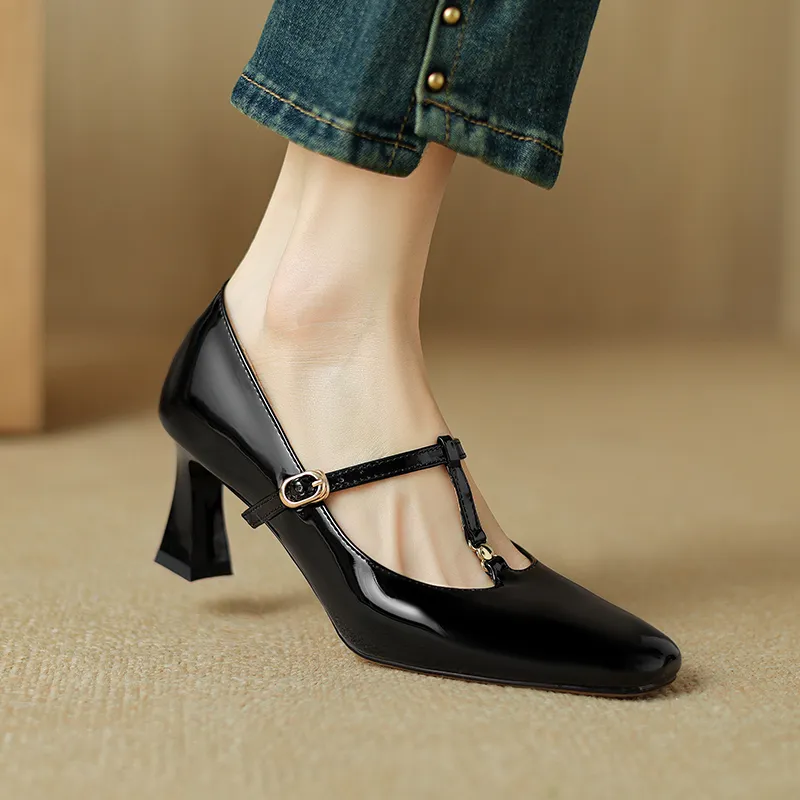 Echo&yolo Chunky Heel High Heels 6.5cm Women's-5