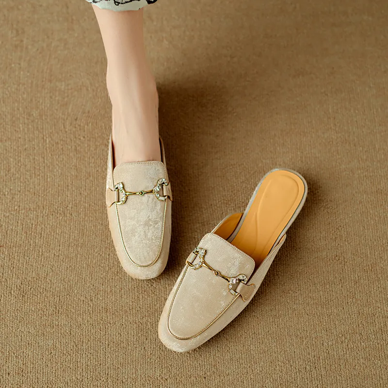 Echo&yolo TPR Sole Abrasion Resistant Slip Resistant Wrap toe Slippers Women's Green Apricot-7