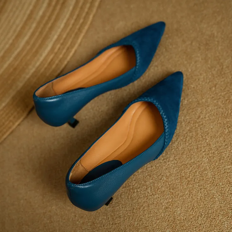 Echo&yolo High Heels Women's Black, Peacock Blue-5