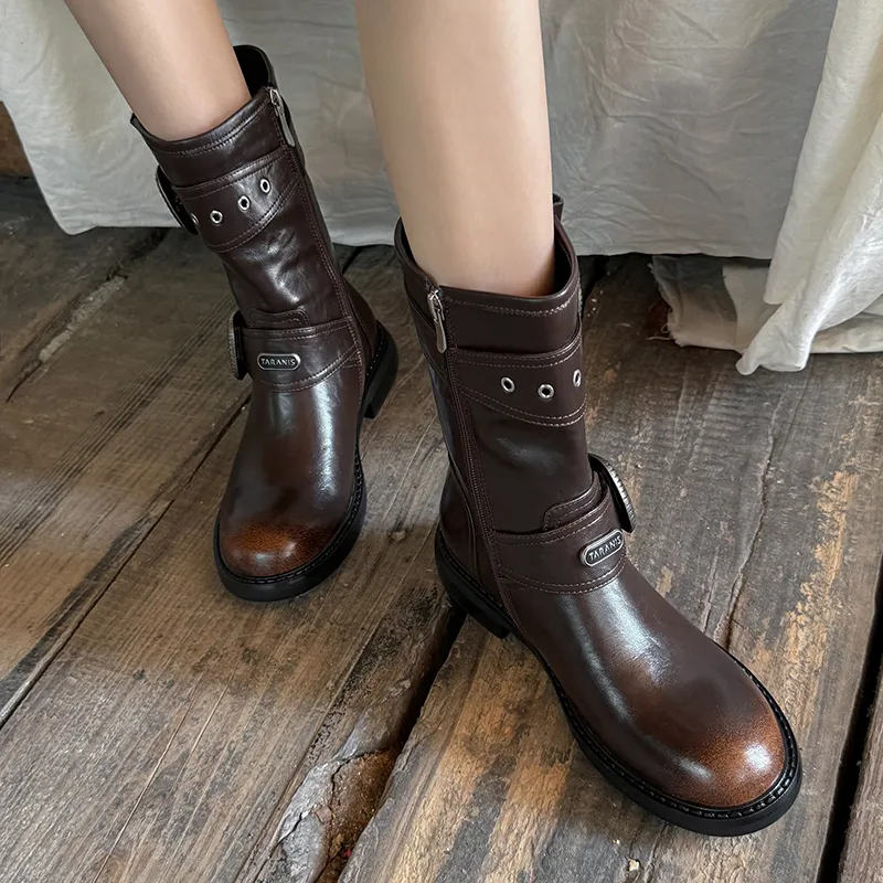 Echo&yolo Ankle Boots Women's Black/Brown-7