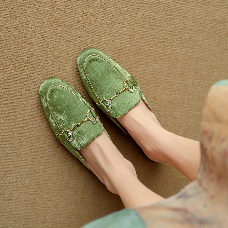 Echo&yolo TPR Sole Abrasion Resistant Slip Resistant Wrap toe Slippers Women's Green Apricot-3