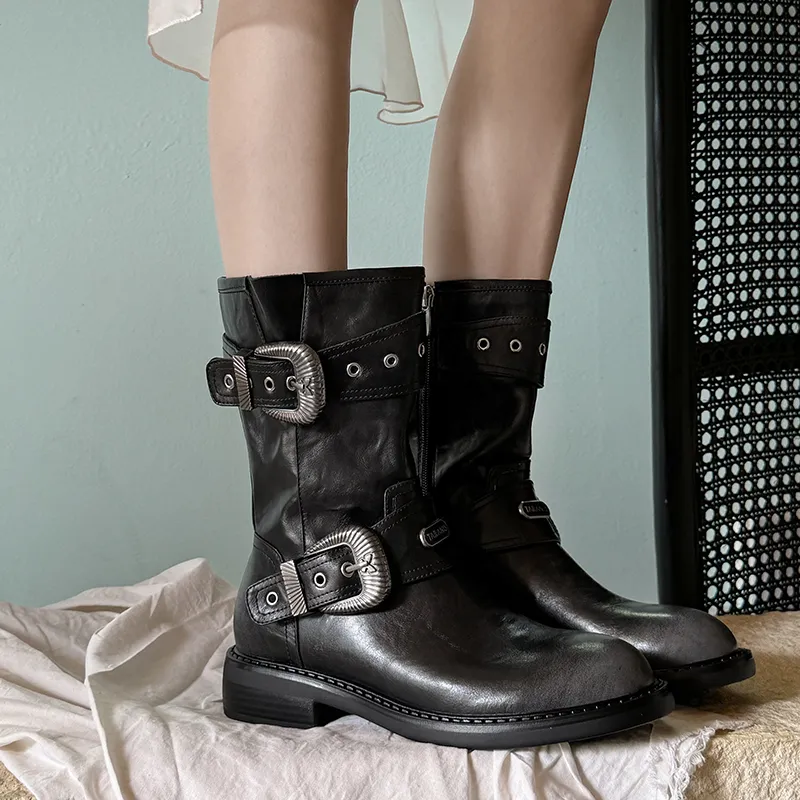 Echo&yolo Ankle Boots Women's Black/Brown-1