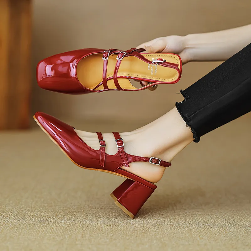 Echo&yolo Block Heel High Heels 7cm Women's-2