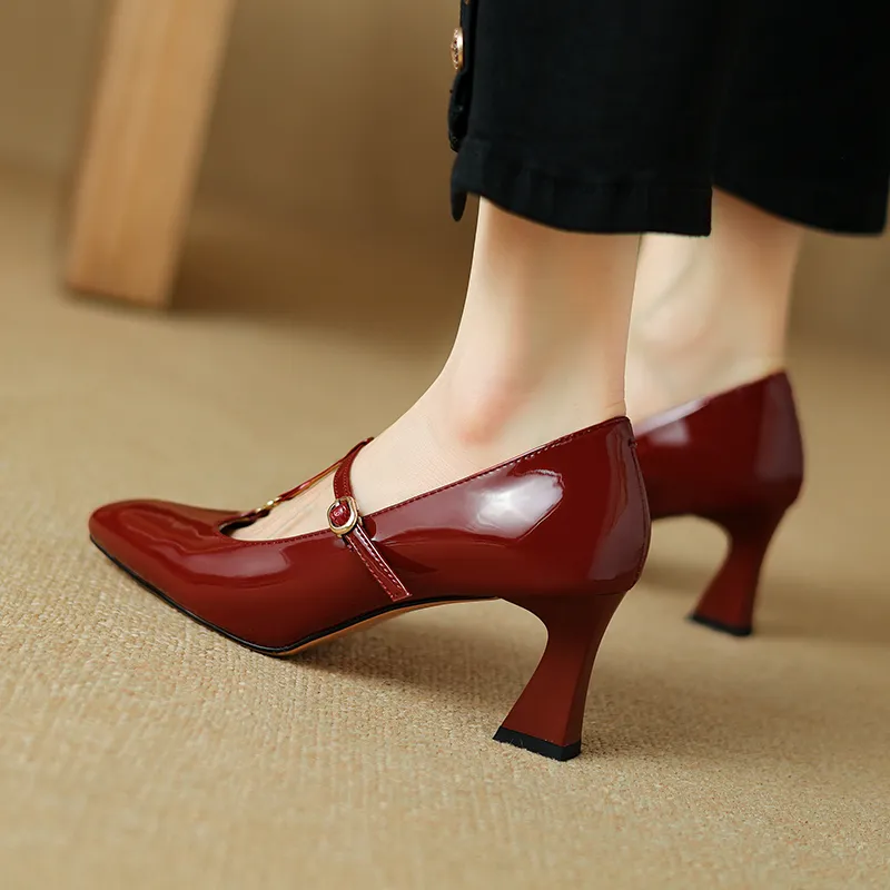 Echo&yolo Chunky Heel High Heels 6.5cm Women's-8