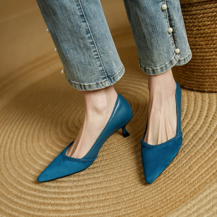 Echo&yolo High Heels Women's Black, Peacock Blue-3