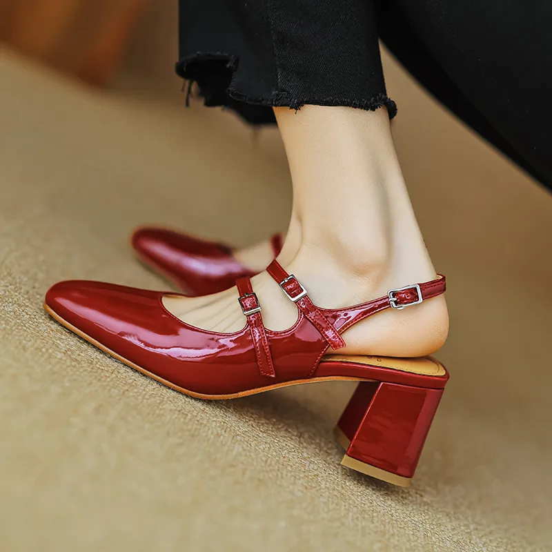 Echo&yolo Block Heel High Heels 7cm Women's-3